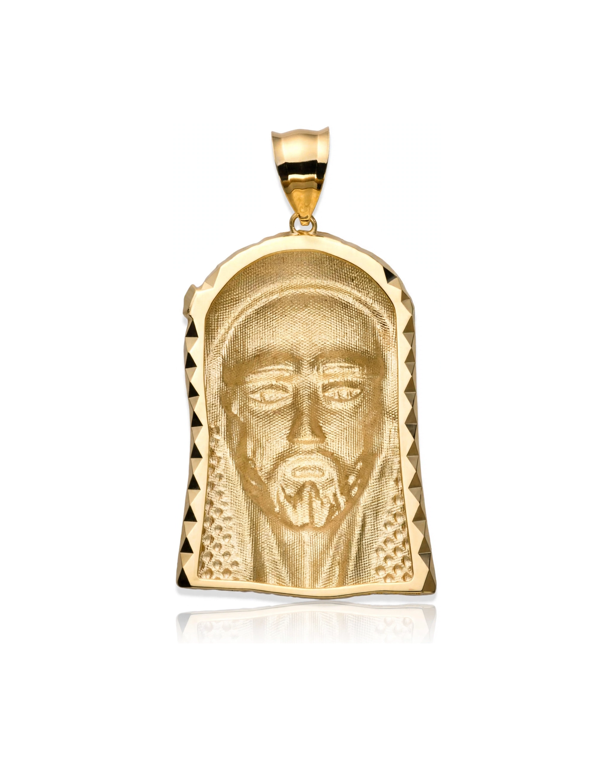 Two-Tone Jesus Face Thorn Crown Hollow Back Pendant - 10K Gold