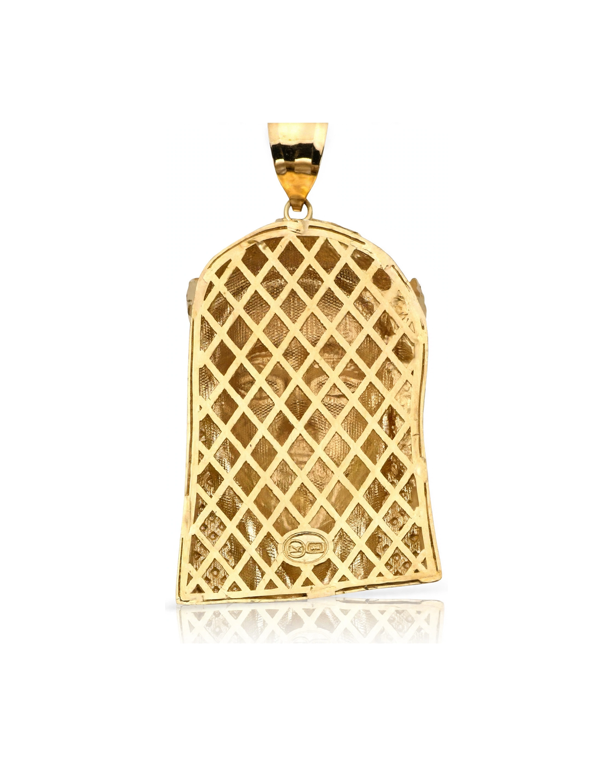 Two-Tone Jesus Face Thorn Crown Lattice Back Pendant - 10K Gold