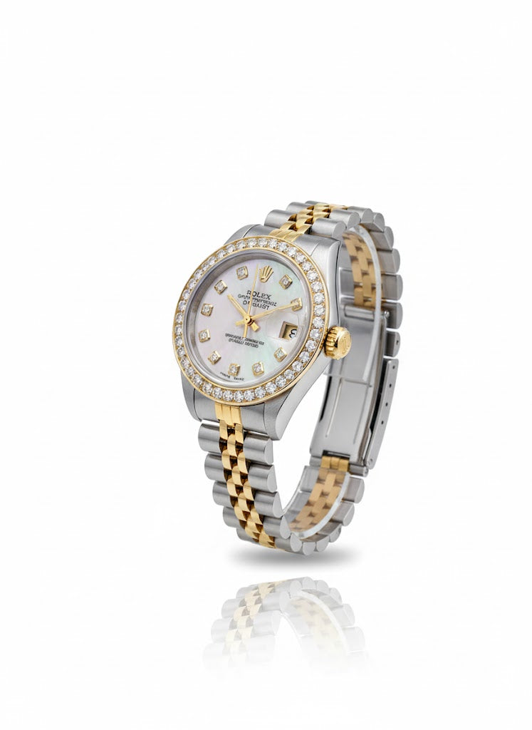 Rolex Datejust Diamond Bezel Watch 26mm White Diamond Dial | 1.10ct