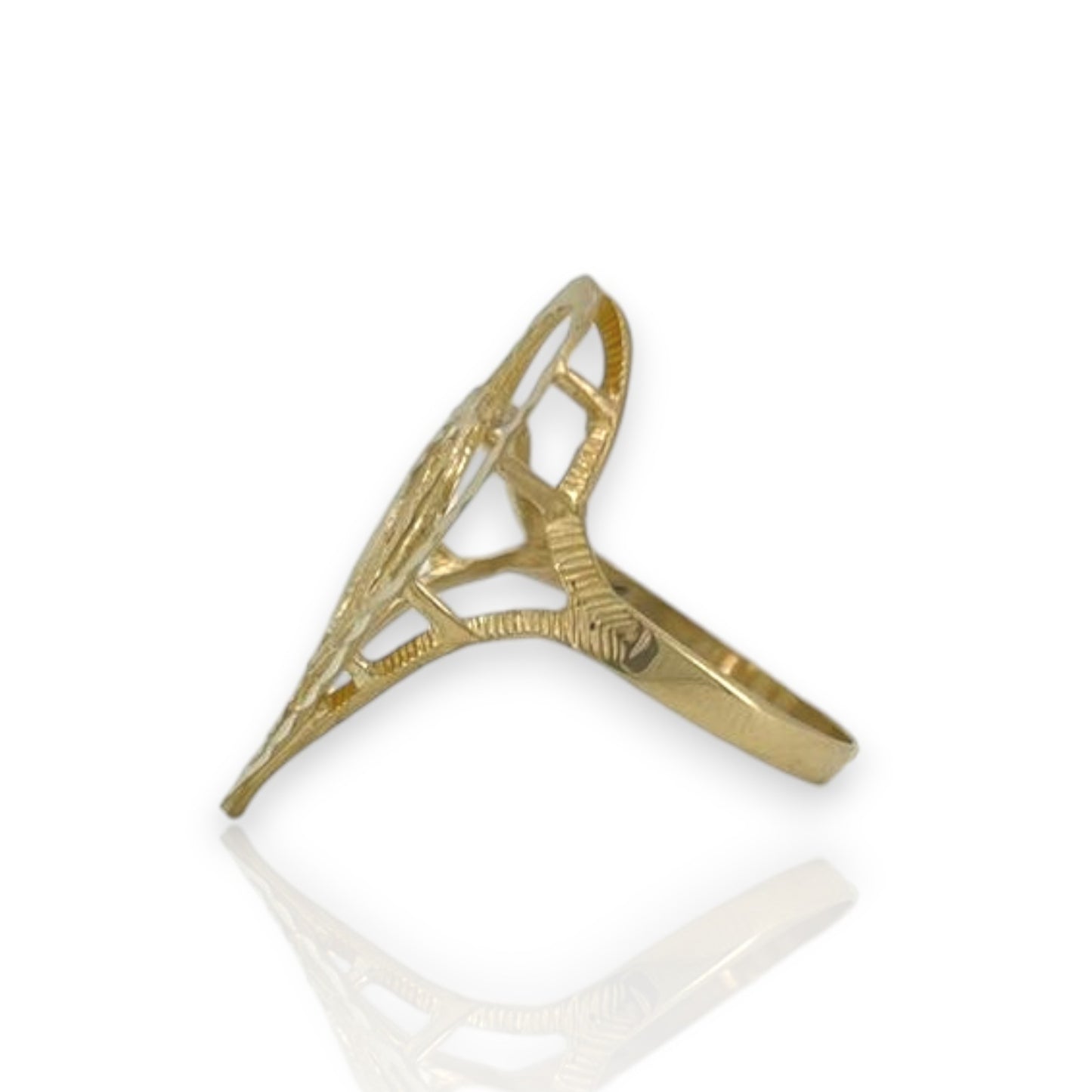 Anillo con inicial de corazón inclinado - Amarillo de 10 k