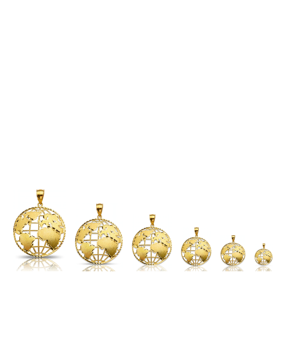 World Globe Map Pendant - 10K Yellow Gold