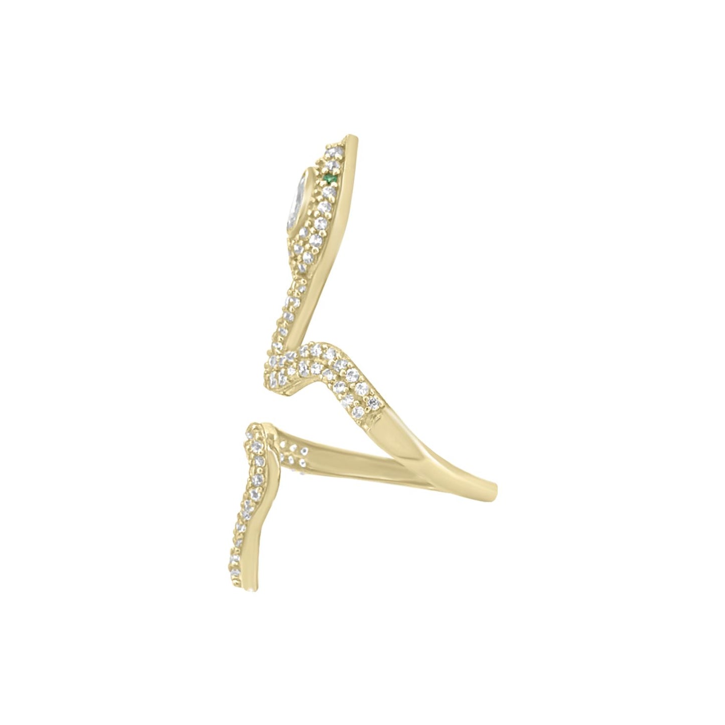 Snake CZ Ring - 10K Yellow Gold