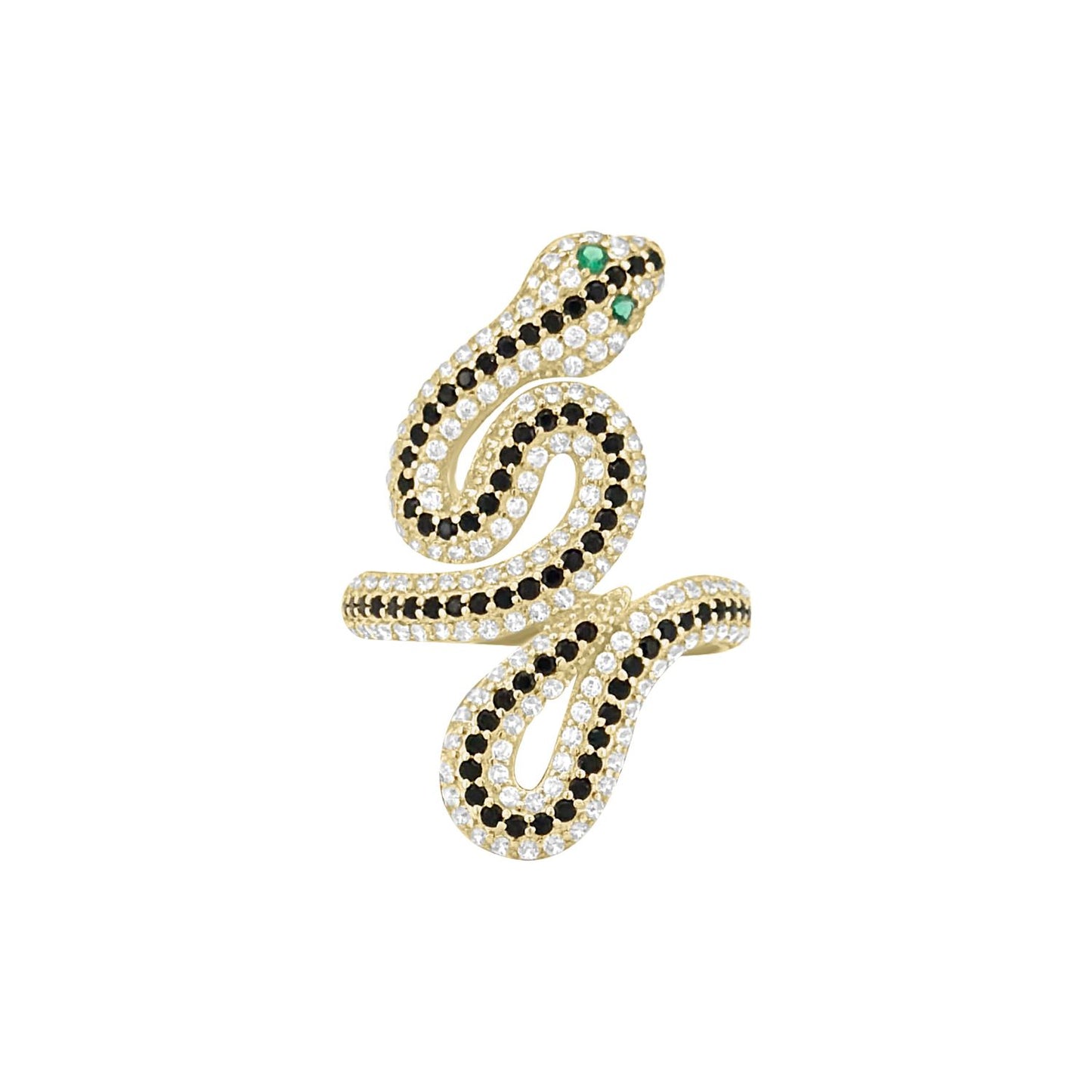 Snake CZ Ring - 10K Yellow Gold