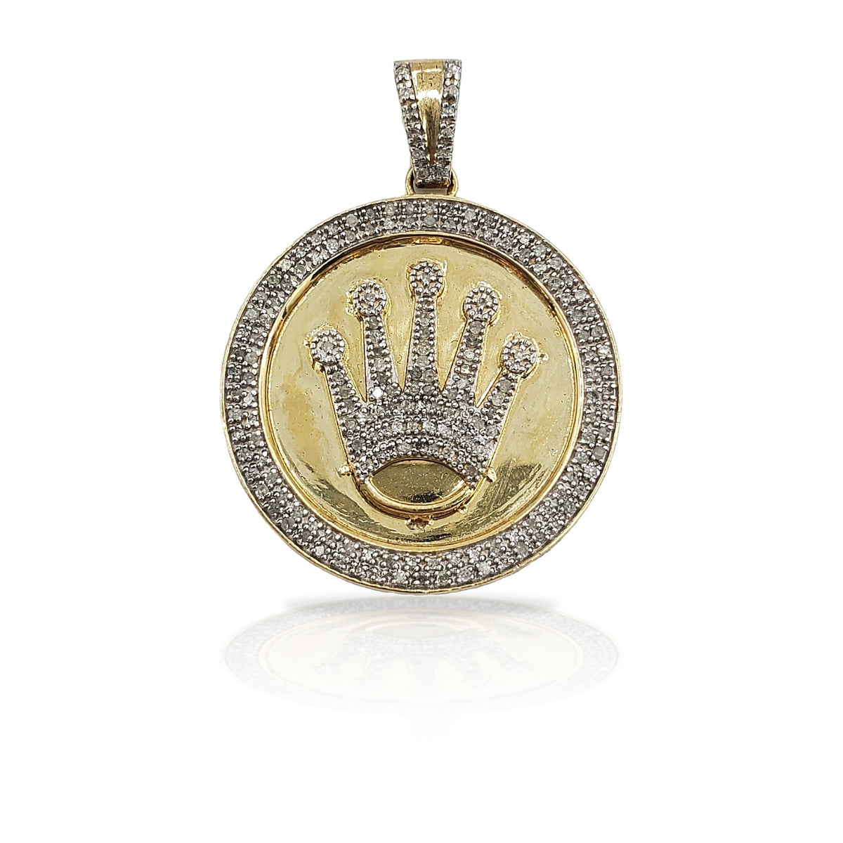 10K Gold Diamond Crown Pendant