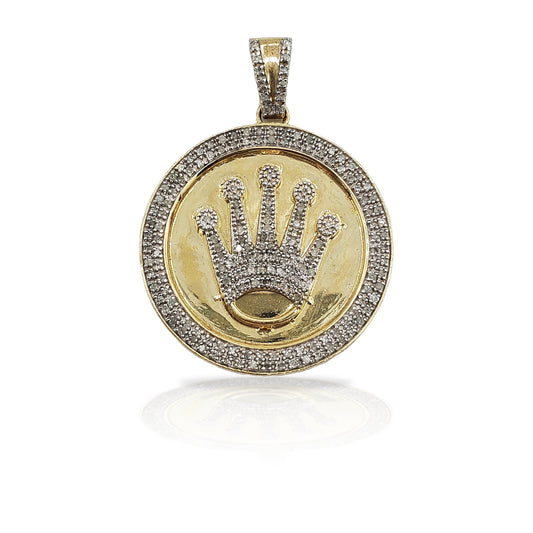 10K Gold Diamond Crown Pendant