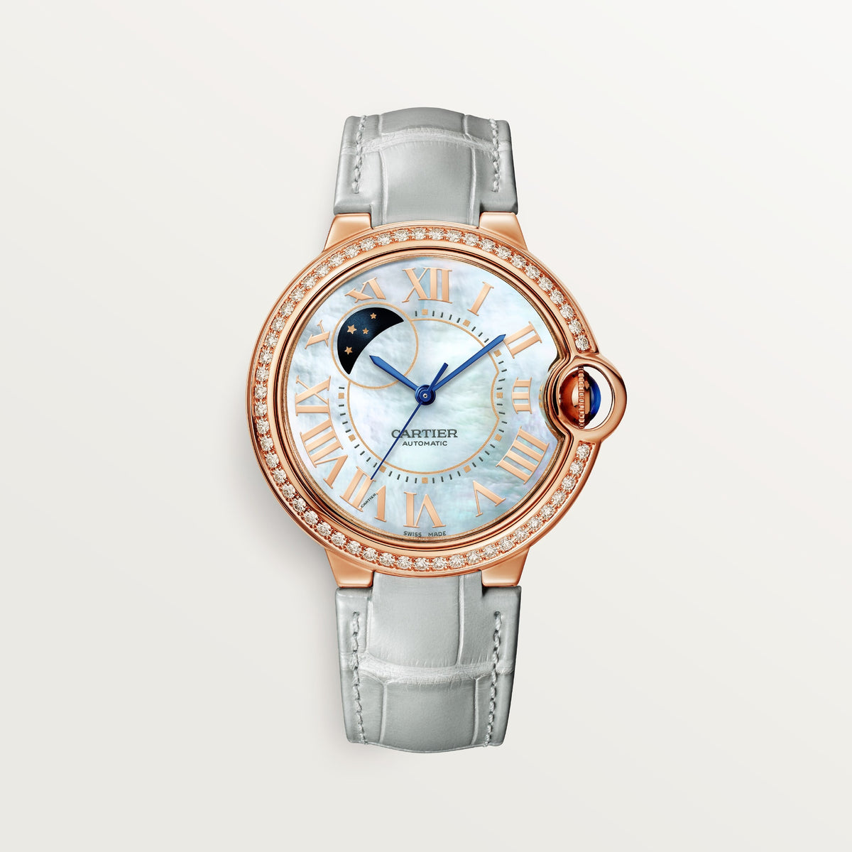 Cartier Ballon Bleu de Cartier WJBB0086 - 36 mm Rose gold, Mother-of-pearl with day/night indicator Dial, Gray sage alligator leather strap