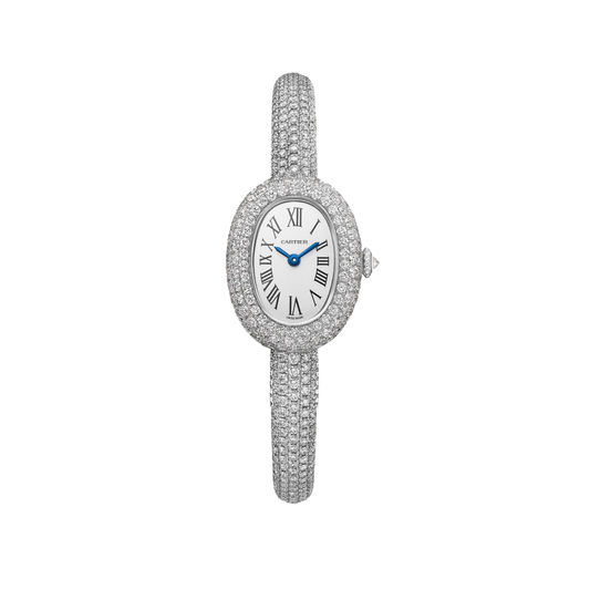 Cartier Baignoire HPI01854 - Mini model Rhodiumized 18K white gold, Silvered Dial, Rhodiumized white gold bangle bracelet set