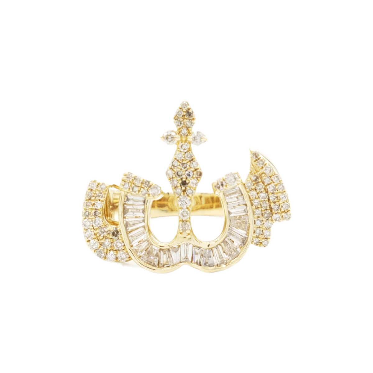 14K Gold Allah Baguette Natural Diamond Ring for Men – 0.92 CTW