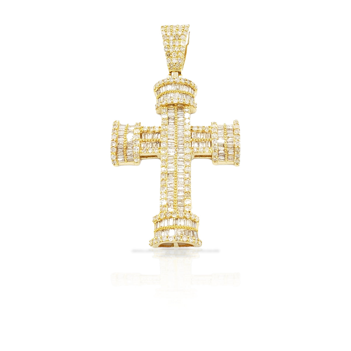 14K Baguette Diamond Cross With 2.69 Carats Of Diamonds