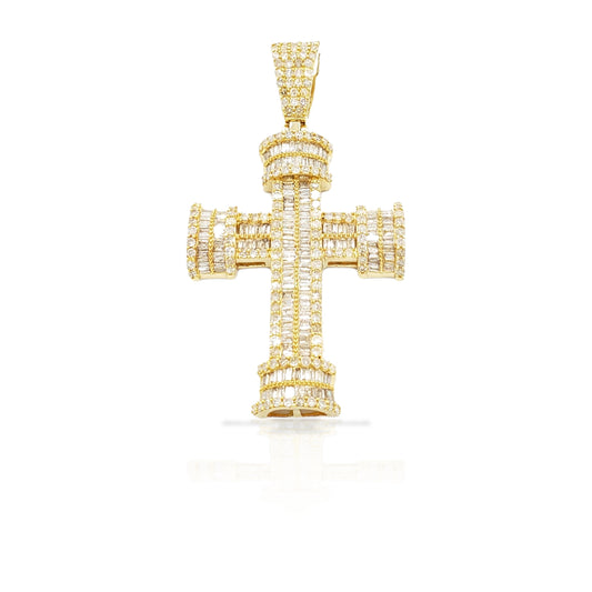 14K Baguette Diamond Cross With 2.69 Carats Of Diamonds