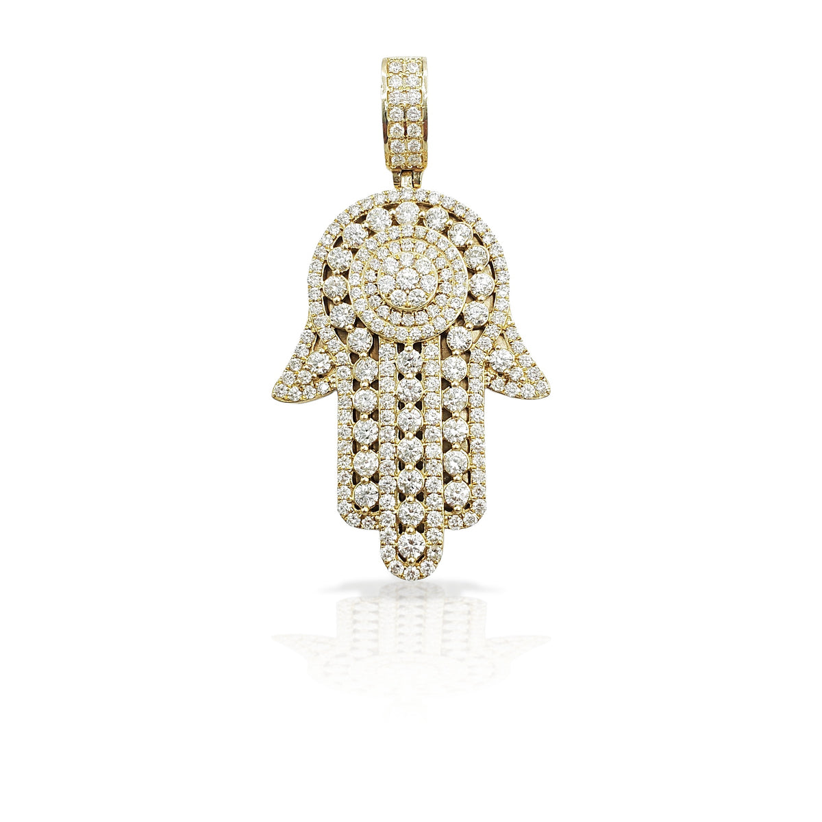 14K Diamond Hamsa With 8.95 Carats Of Diamonds