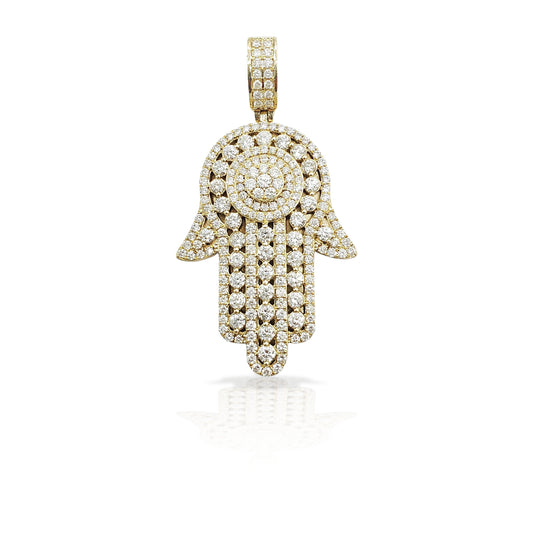 14K Diamond Hamsa With 8.95 Carats Of Diamonds