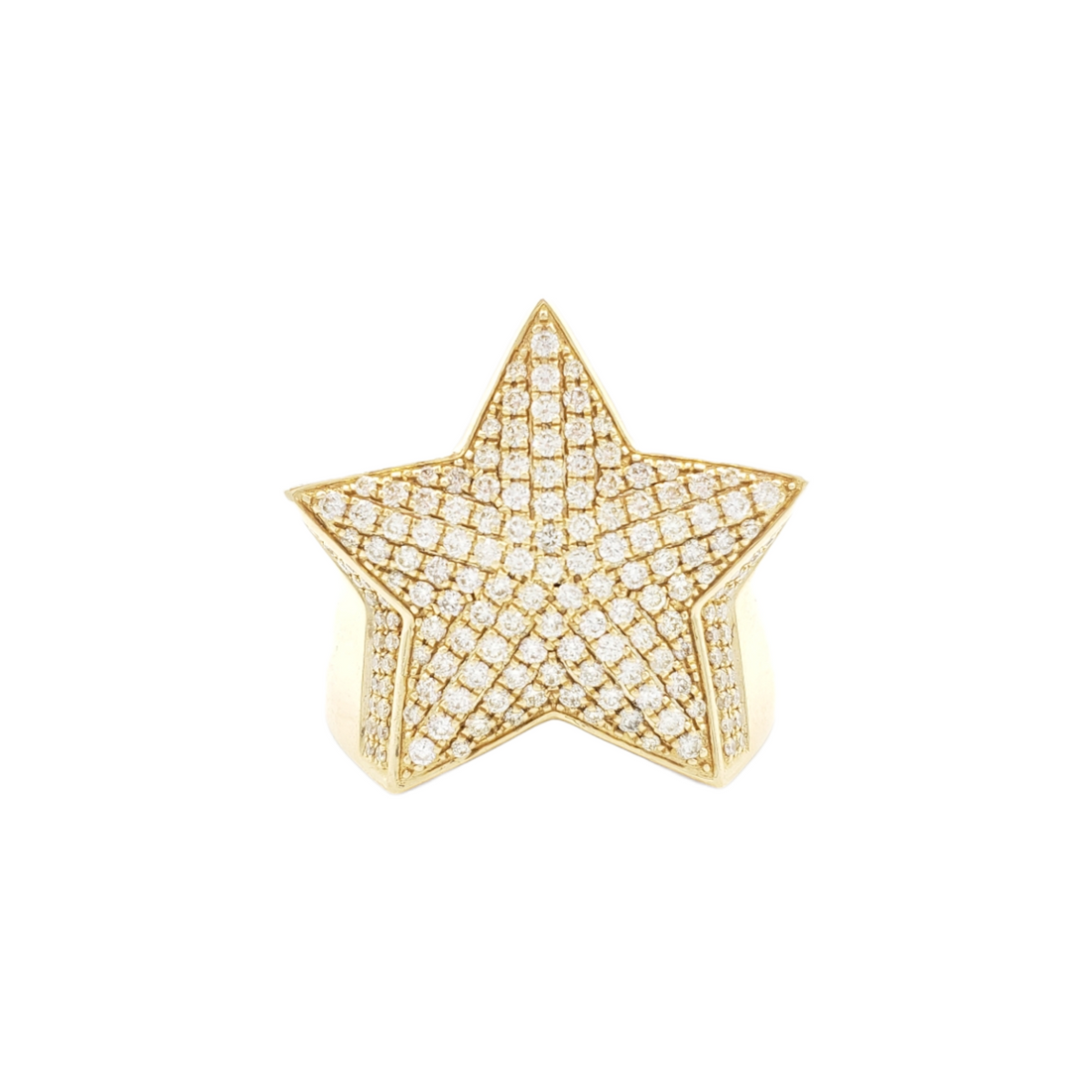 14K Gold Star Natural Diamond Ring for Men – 2.03 CTW