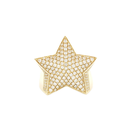 14K Gold Star Natural Diamond Ring for Men – 2.03 CTW