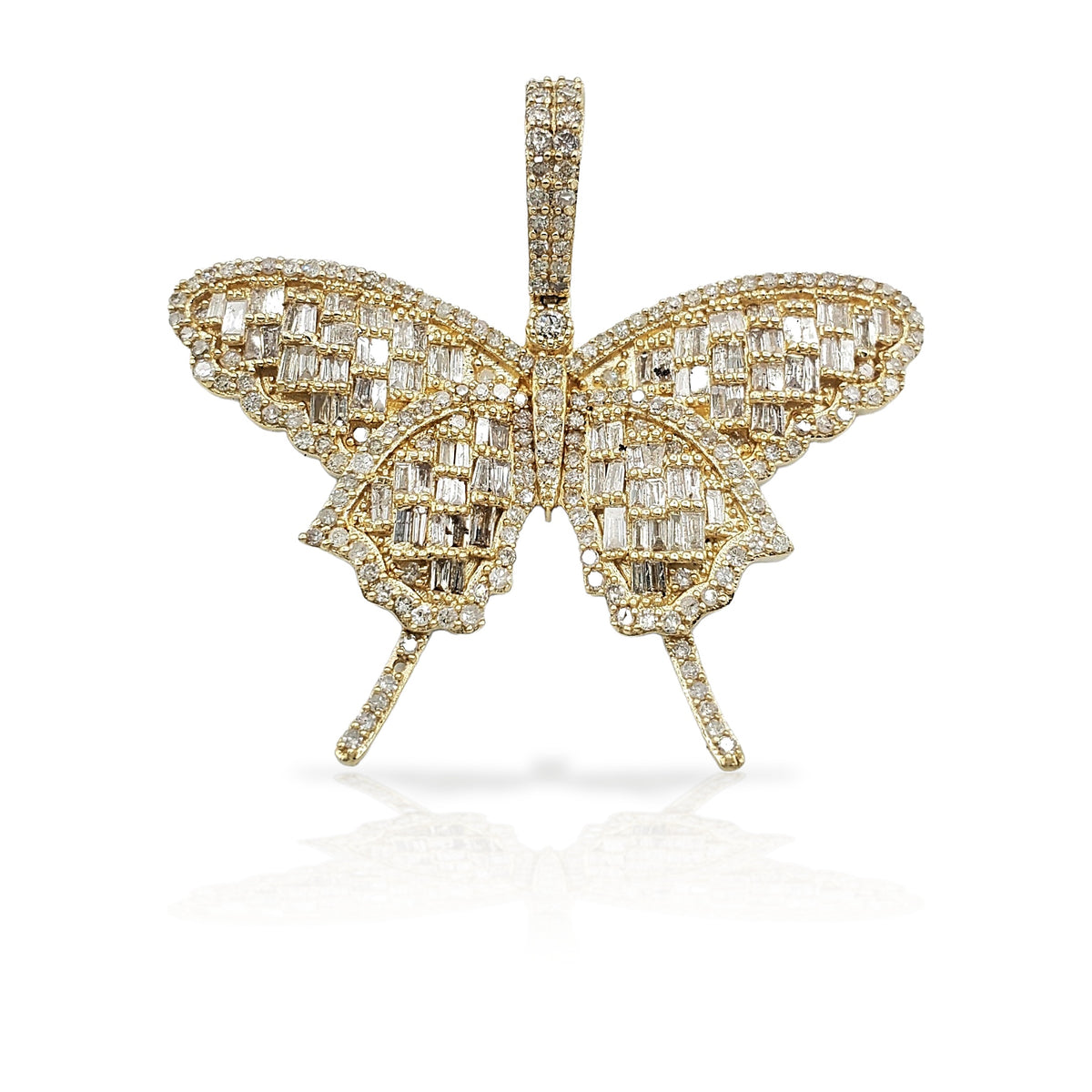 14K Baguette Diamond Butterfly With 1.98 Carats Of Diamonds