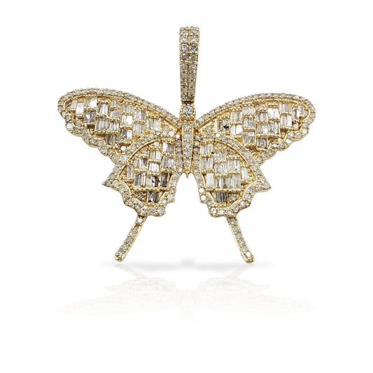 14K Baguette Diamond Butterfly With 1.98 Carats Of Diamonds