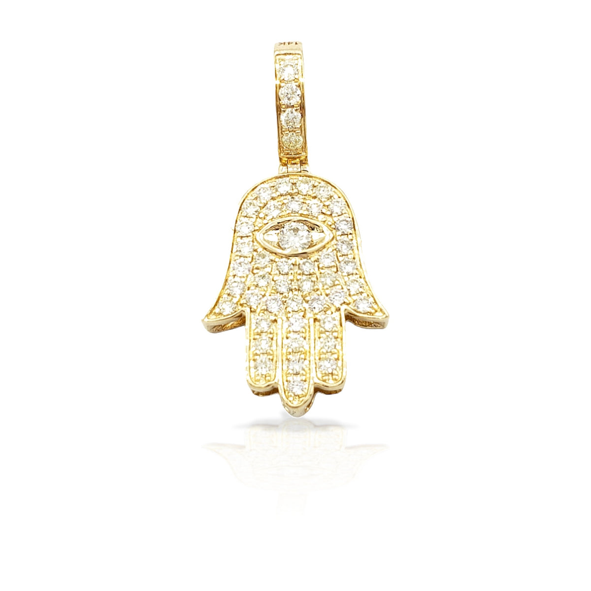 14K Eye Diamond Hamsa With 0.84 Carats Of Diamonds