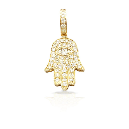 14K Eye Diamond Hamsa With 0.84 Carats Of Diamonds