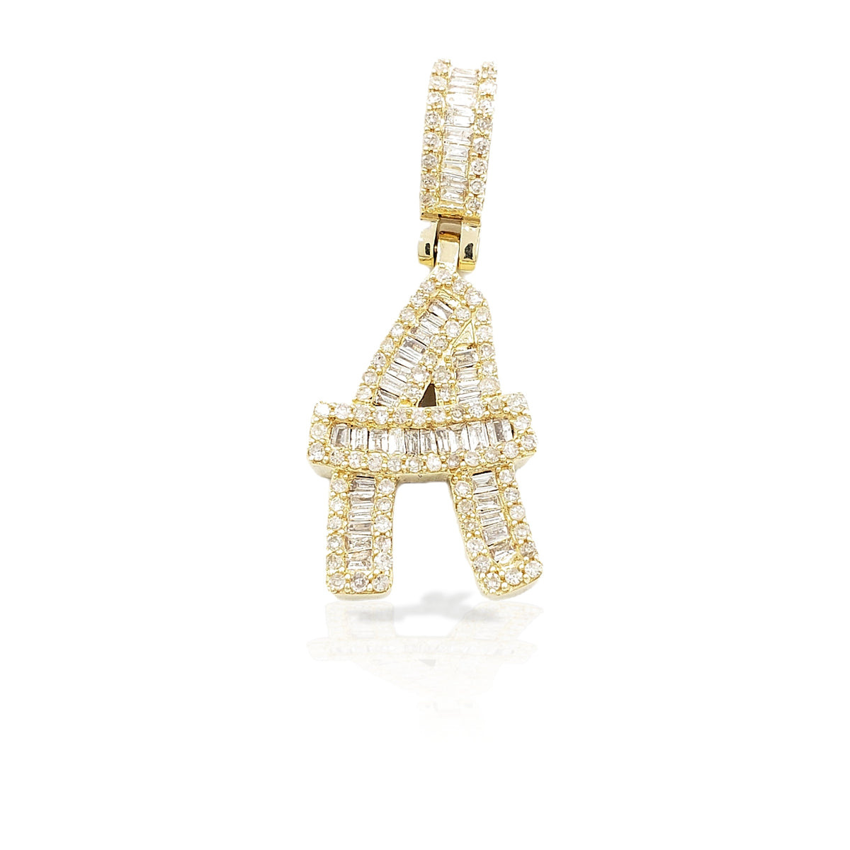14K Gold Baguette Diamond Letter Pendants