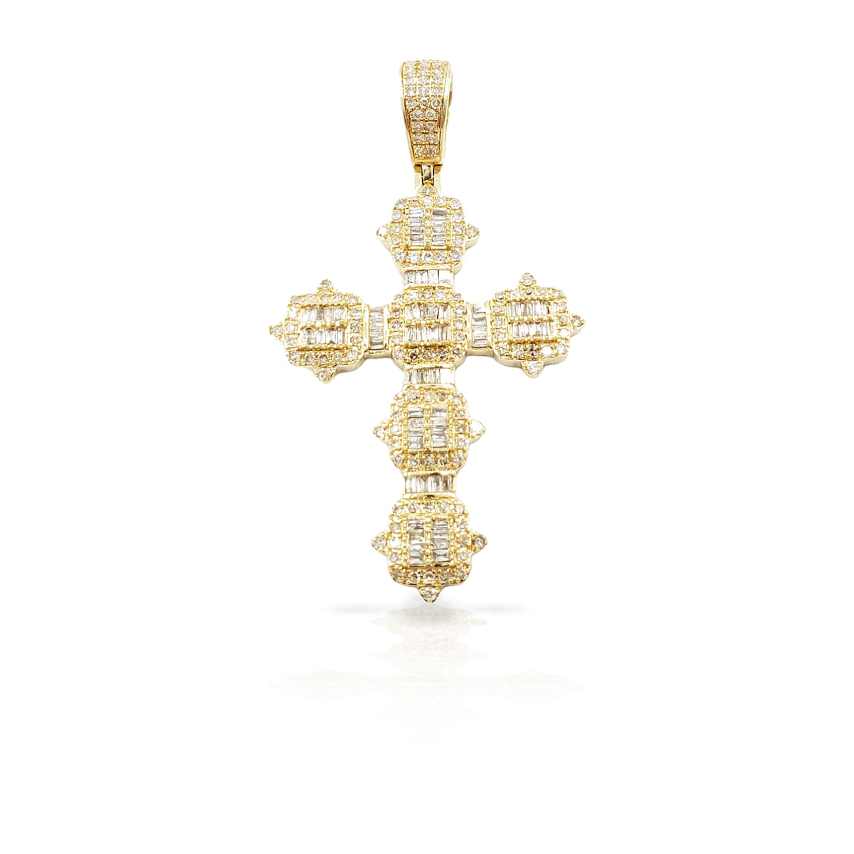14K Diamond Baguette Cross With 1.30 Carats Of Diamonds