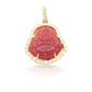 14K Yellow Gold Diamond Buddha With Red Jade