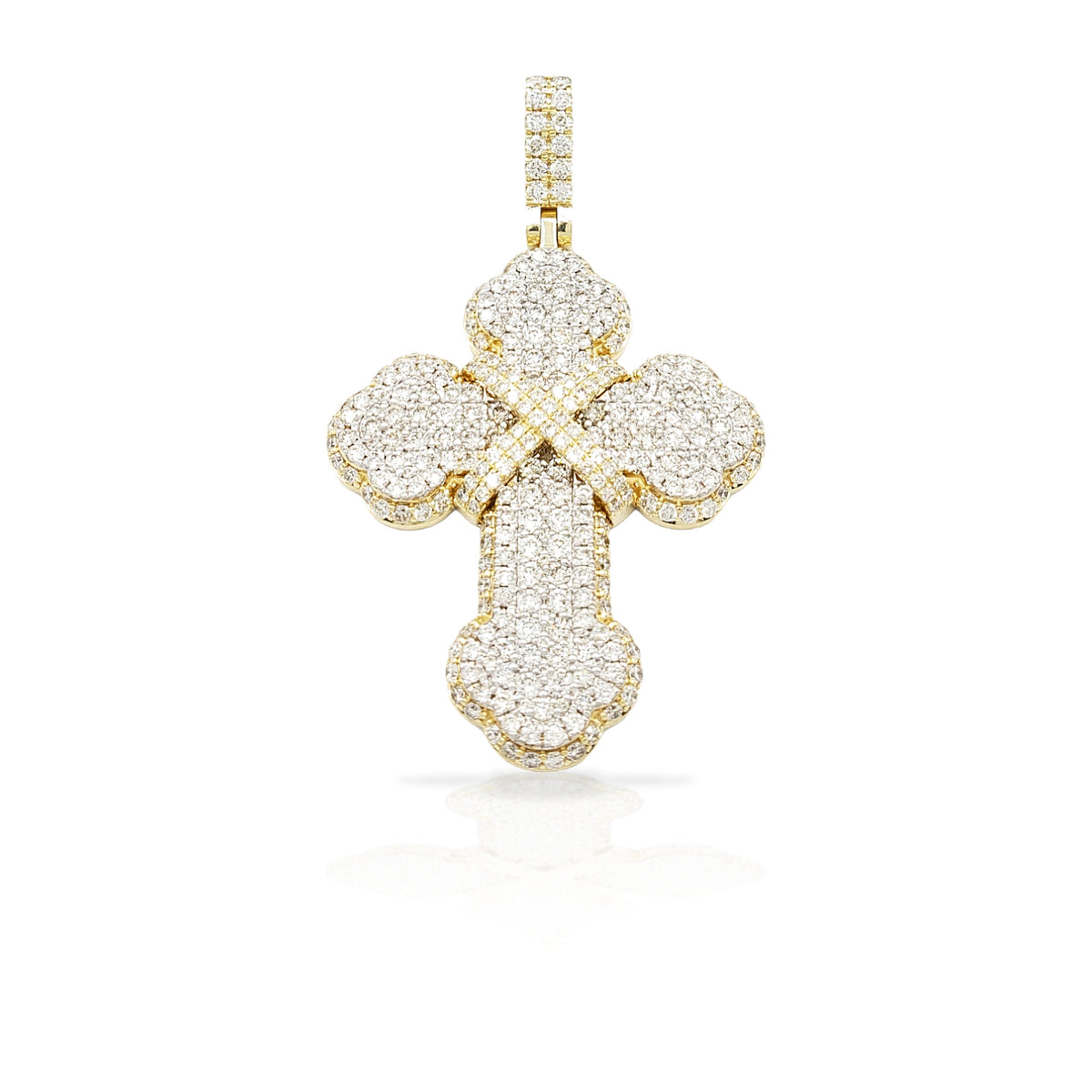 14K Chrome Diamond Cross With 3.63 Carats Of Diamonds