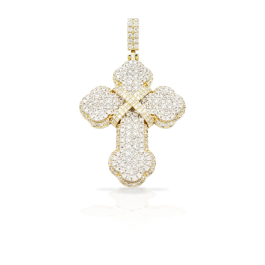 14K Chrome Diamond Cross With 3.63 Carats Of Diamonds