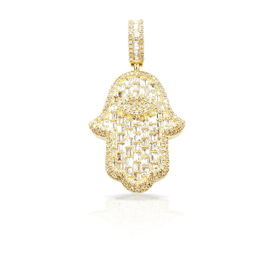 14K Eye Baguette Diamond Hamsa With 2.34 Carats Of Diamonds
