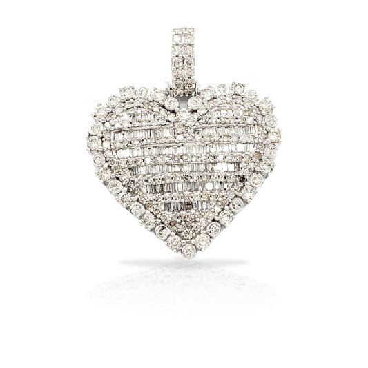 14K Baguette Diamond Heart With 2.63 Carats Of Diamonds