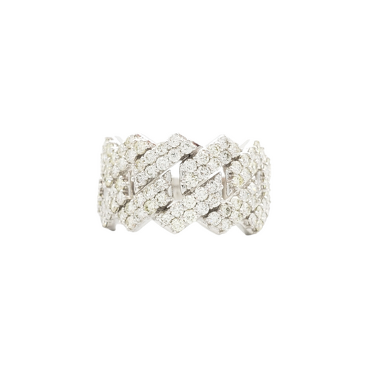 14K White Gold Cuban Link Natural Diamond Ring for Men – 2.53 CTW