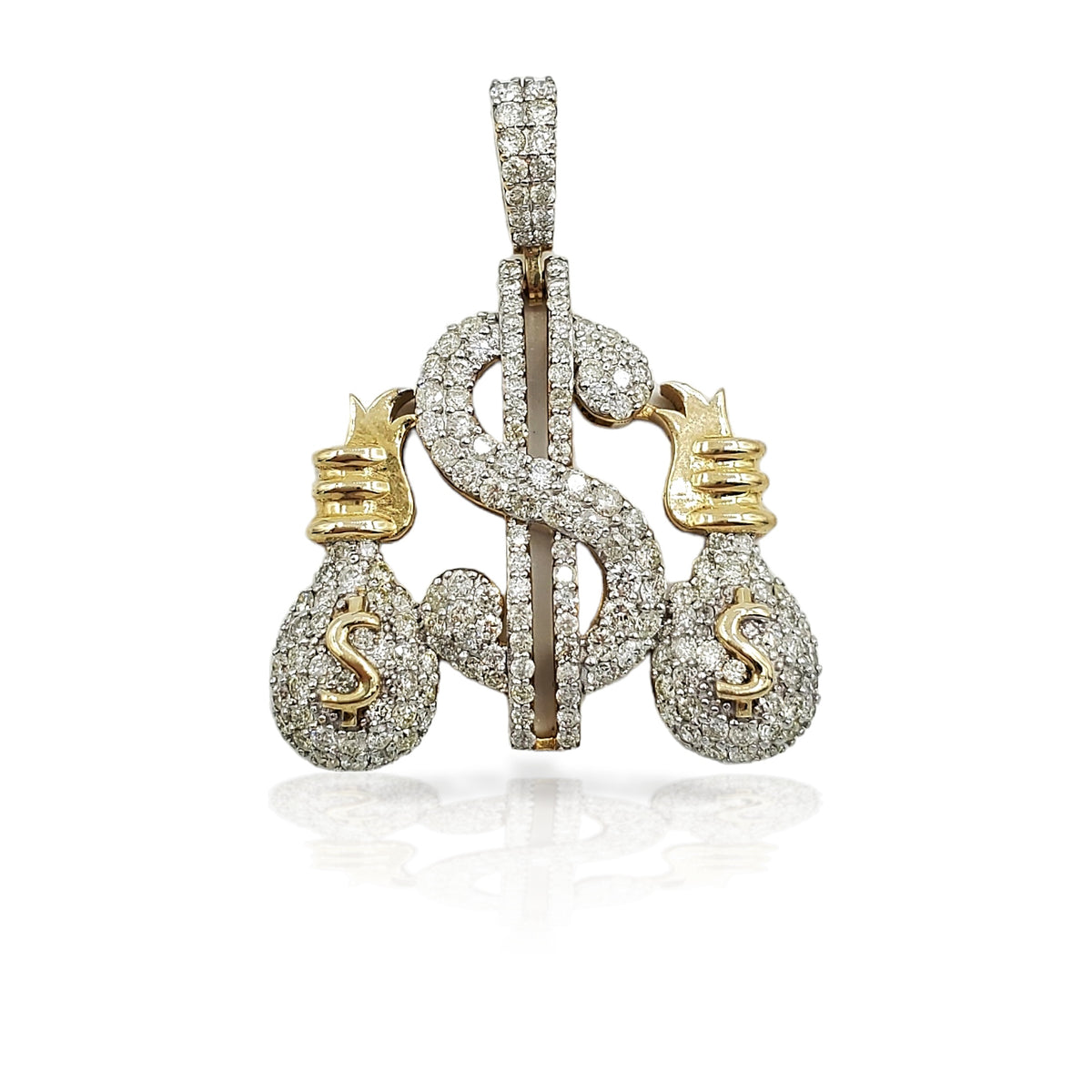 10K Gold Diamond Cash Sign Pendant