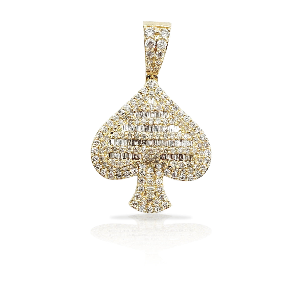 14K Baguette Diamond Ace of Spades With 1.73 Carats Of Diamonds