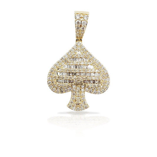 14K Baguette Diamond Ace of Spades With 1.73 Carats Of Diamonds