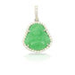 14K White Gold Diamond Buddha With Green Jade