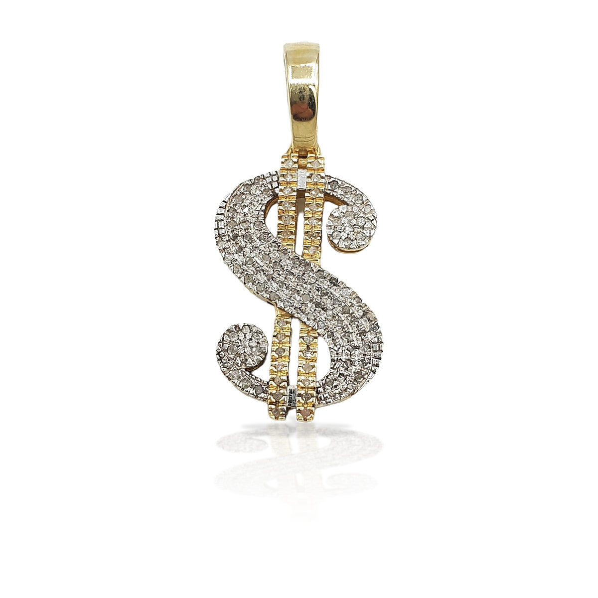 10K Gold Diamond Cash Sign Pendant