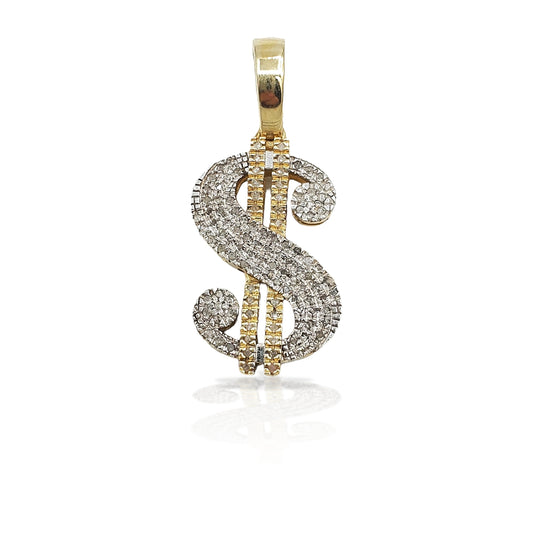 10K Gold Diamond Cash Sign Pendant