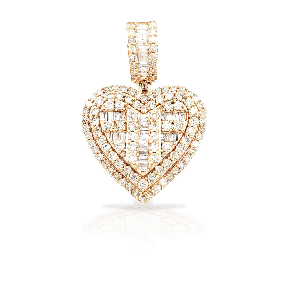 14K Baguette Diamond Heart With 1.77 Carats Of Diamonds