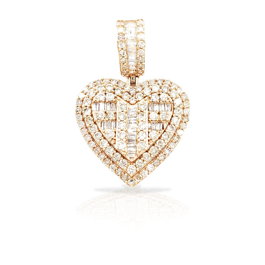 14K Baguette Diamond Heart With 1.77 Carats Of Diamonds