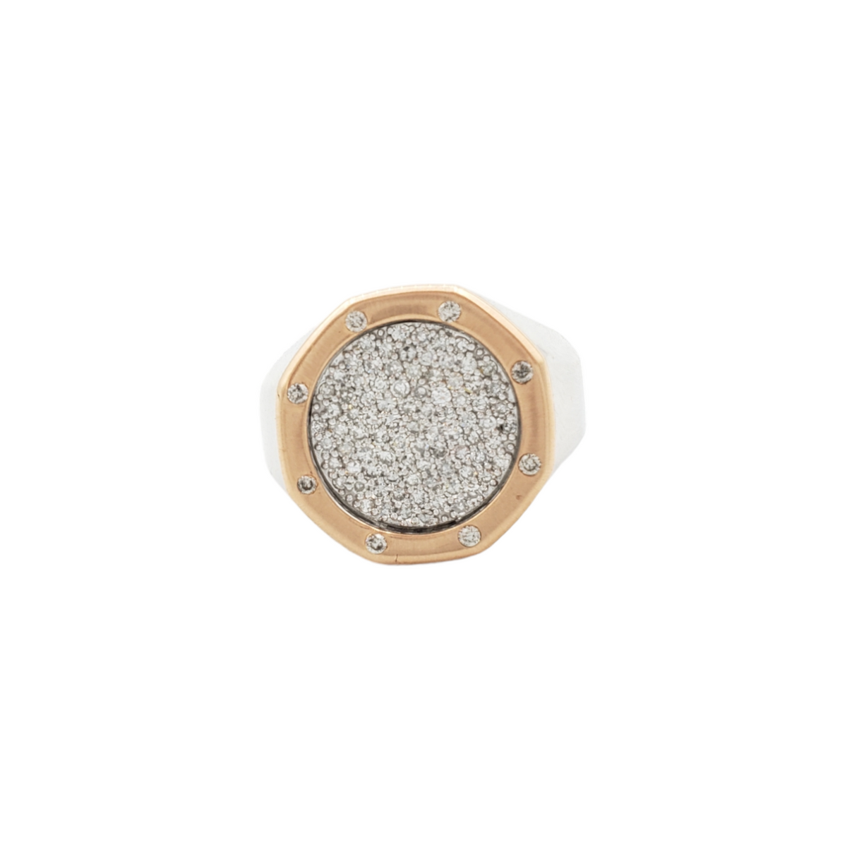 14K Rose & White Gold Natural Diamond Ring for Men – 0.86 CTW