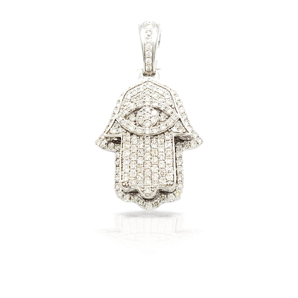 14K Eye Diamond Hamsa With 1.91 Carats Of Diamonds