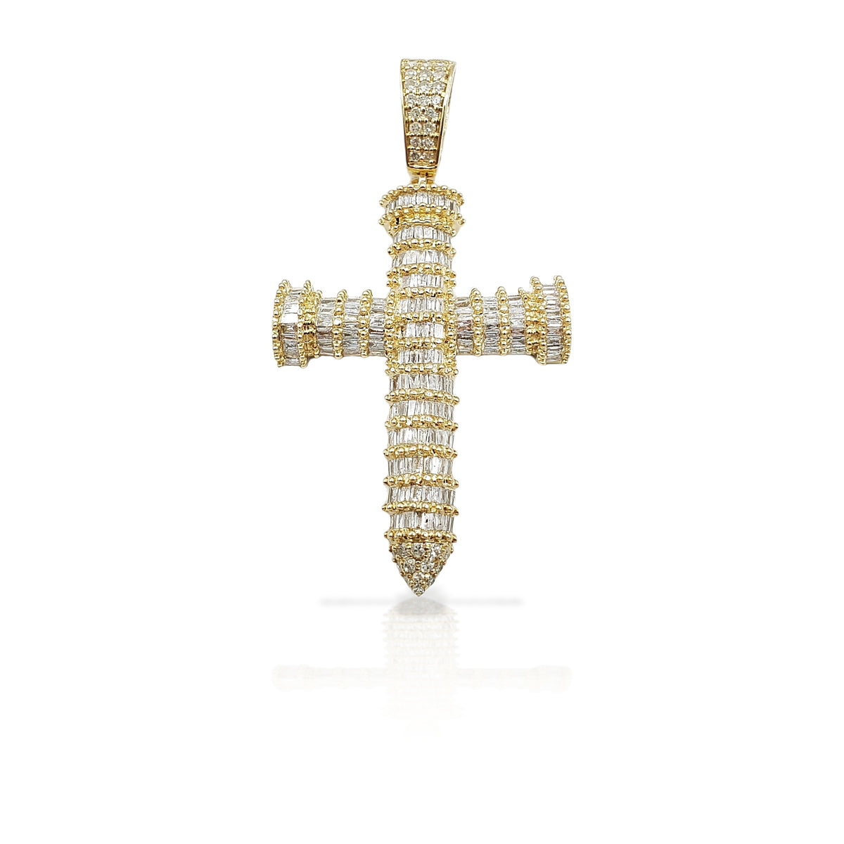 14K Baguette Diamond Cross With 2.13 Carats Of Diamonds