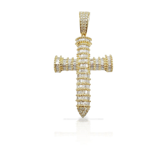 14K Baguette Diamond Cross With 2.13 Carats Of Diamonds