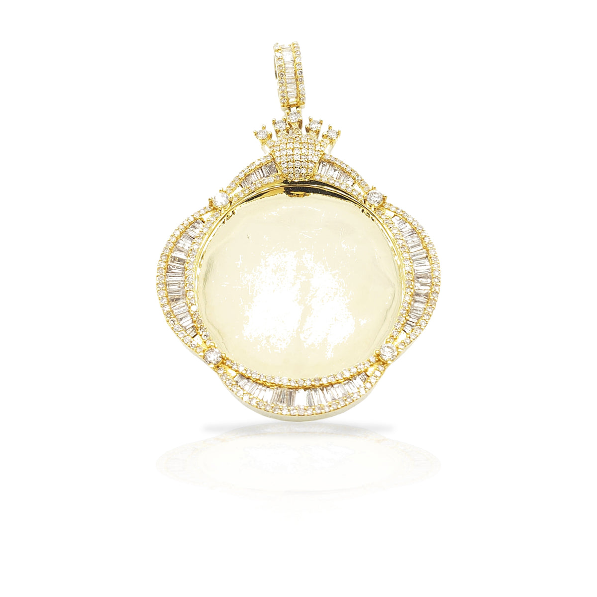 14K Crown Baguette Diamond Crown Picture Pendant With 3.02 Carats Of Diamonds