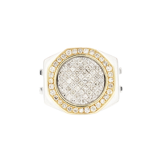 14K Yellow & White Gold Natural Diamond Ring for Men – 1.14 CTW