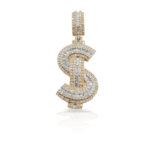 14K Diamond Money Sign ($) With 3.73 Carats Of Diamonds