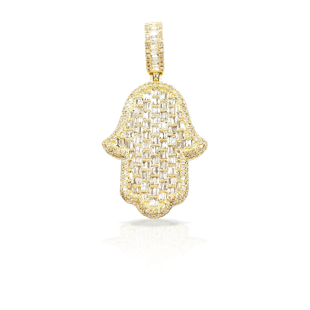 14K Baguette Diamond Hamsa With 2.63 Carats Of Diamonds