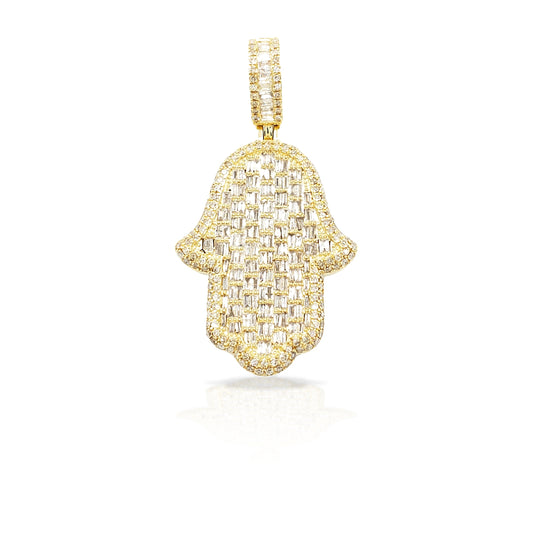 14K Baguette Diamond Hamsa With 2.63 Carats Of Diamonds