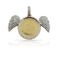 10K Gold Diamond Circle Picture Pendant with Angel Wings