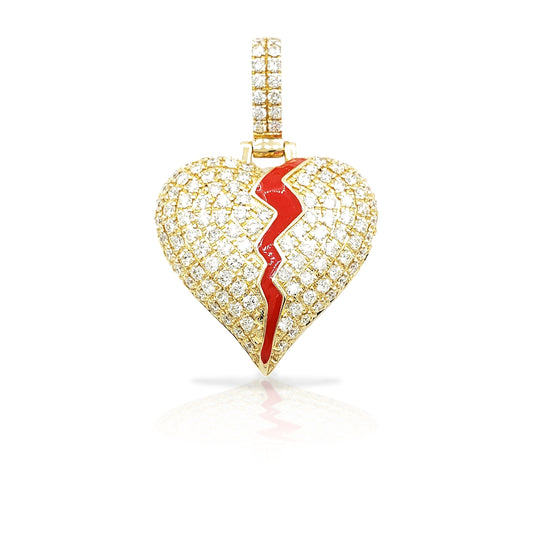14K Diamond Broken Heart With 2.64 Carats Of Diamonds