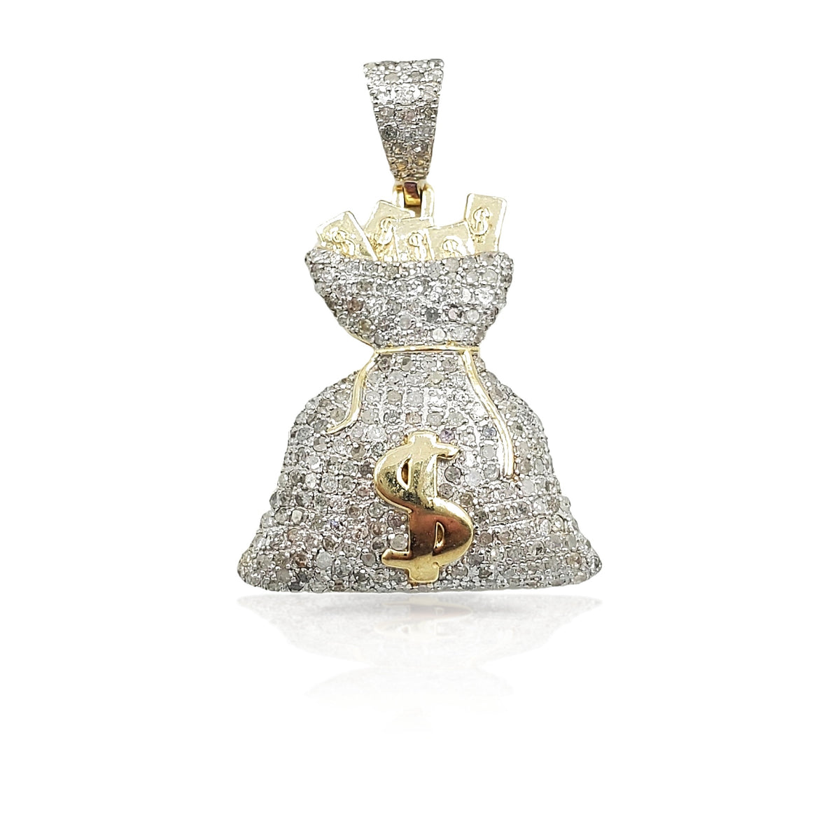 10K Gold Diamond Money Bag Pendant